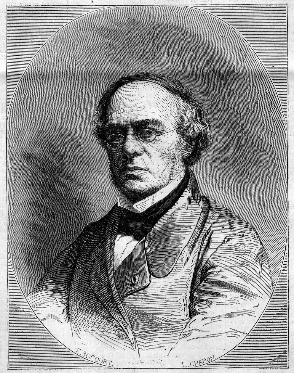 Portret van Halevy (Jacques Fromental Levy, alias) (1799-1862), Franse componist. Gravure in 