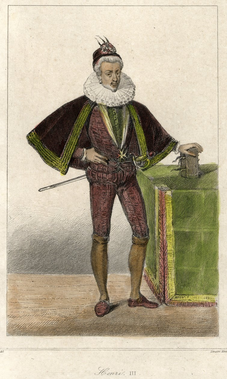 Portret van Hendrik III (1551 - 1589), koning van Frankrijk door French School