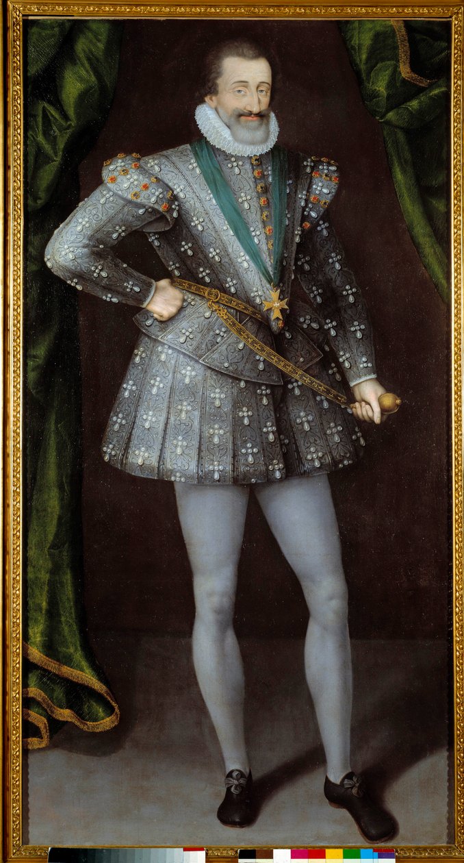 Portret van Hendrik IV koning van Frankrijk (1553-1610) anoniem schilderij uit de 17e eeuw. Grenoble, Musée des Beaux Arts door French School