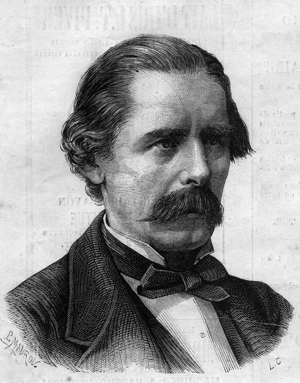 Portret van Henry Thompson (1820-1904), Engelse arts, chirurg van Napoleon III. Gravure in "Le Monde Illustré" n°825 van 1 februari 1873. door French School