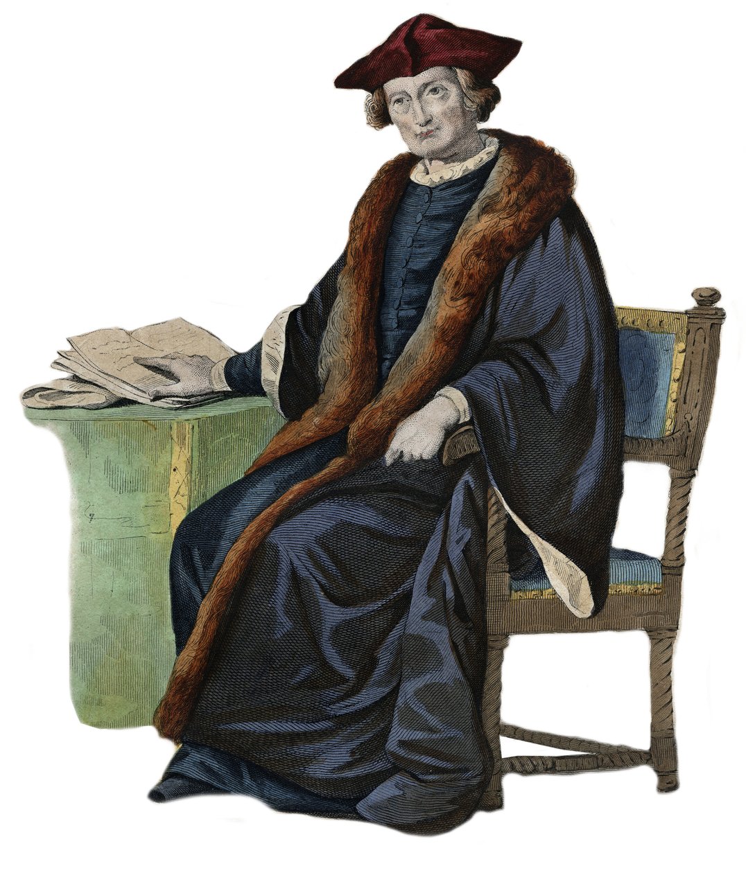 Portret van Jacques Auguste (Jacques-Auguste) de Thou (Thuanus) (1553-1617), Franse historicus, boekverzamelaar en president van het Parlement van Parijs. Illustratie uit 