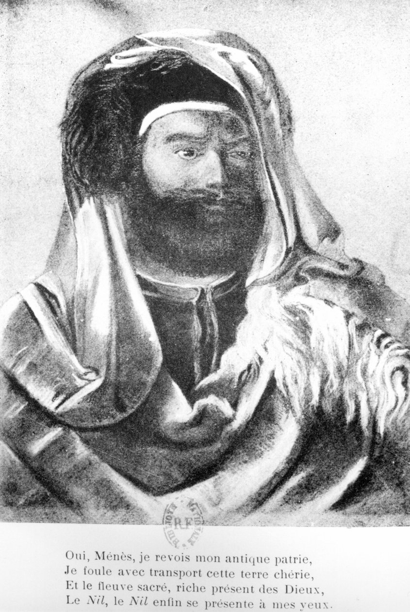 Portret van Jean-Francois Champollion (1790-1832) in oosterse kleding door French School