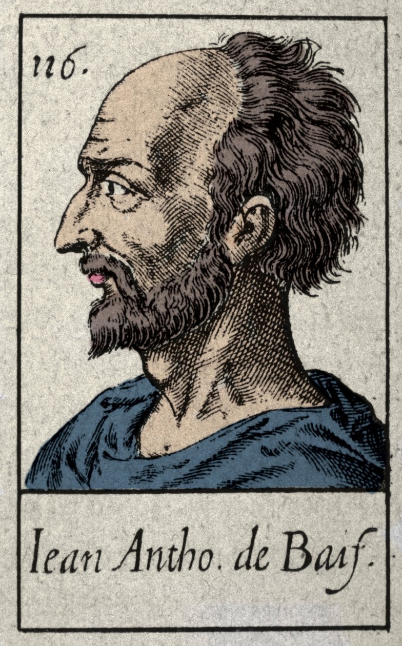 Portret van Jean Antoine de Baif (1532-1589), Franse dichter lid van de Pleiade-beweging. Gravure uit de 19e eeuw. door French School