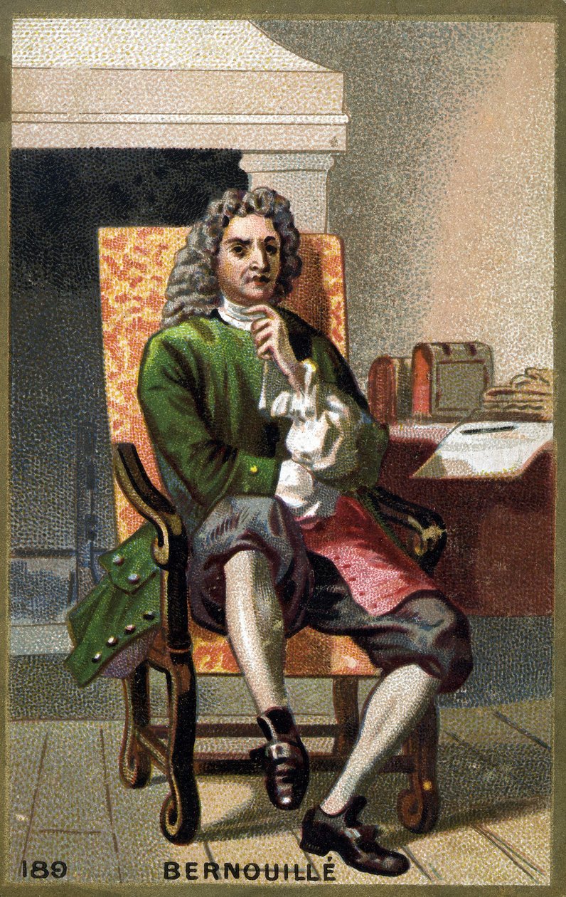 Portret van Jean Bernoulli (Johann Bernouilli) (1667-1748). Chromolithografie van het einde van de 19e eeuw. door French School