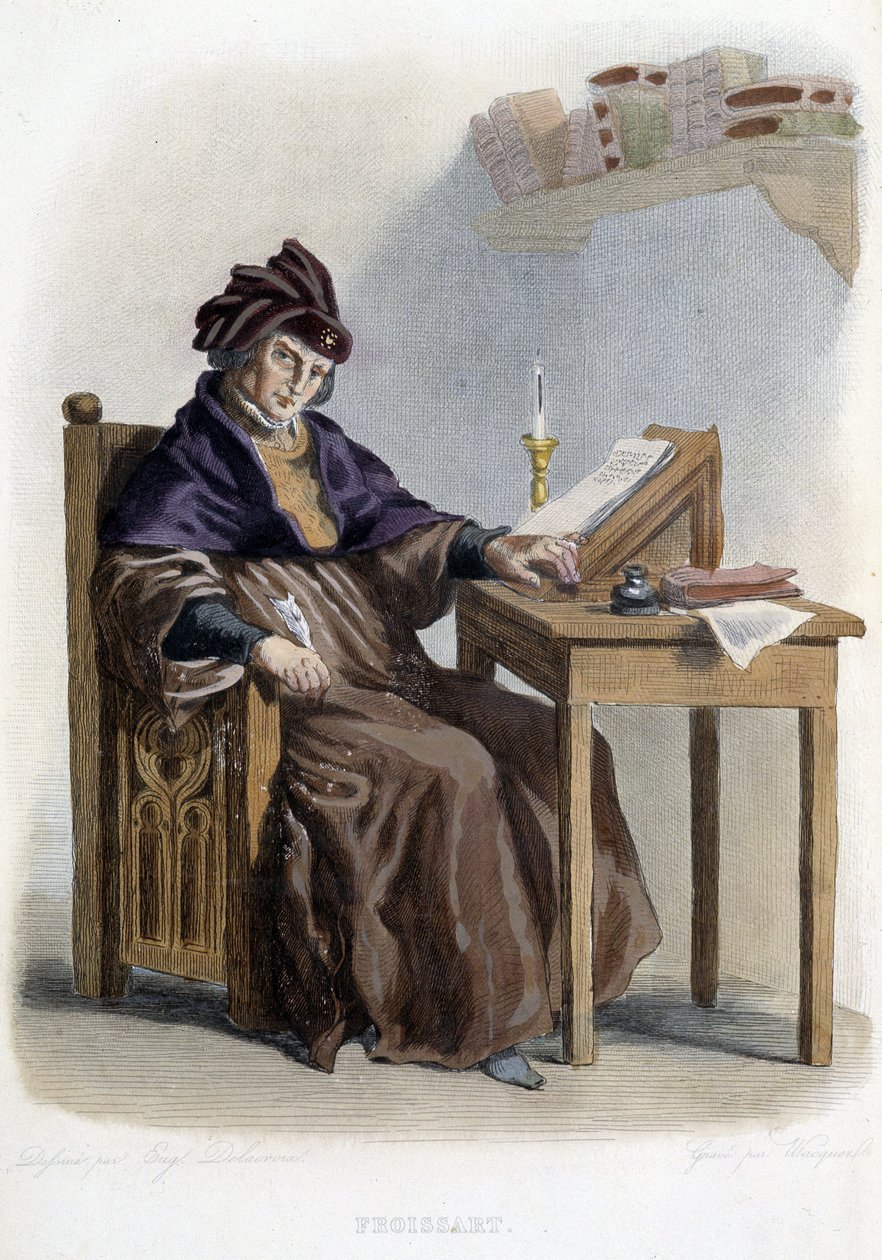 Portret van Jean Froissart (1337-1404) in "Le Plutarque francais", Editions Mennechet door French School
