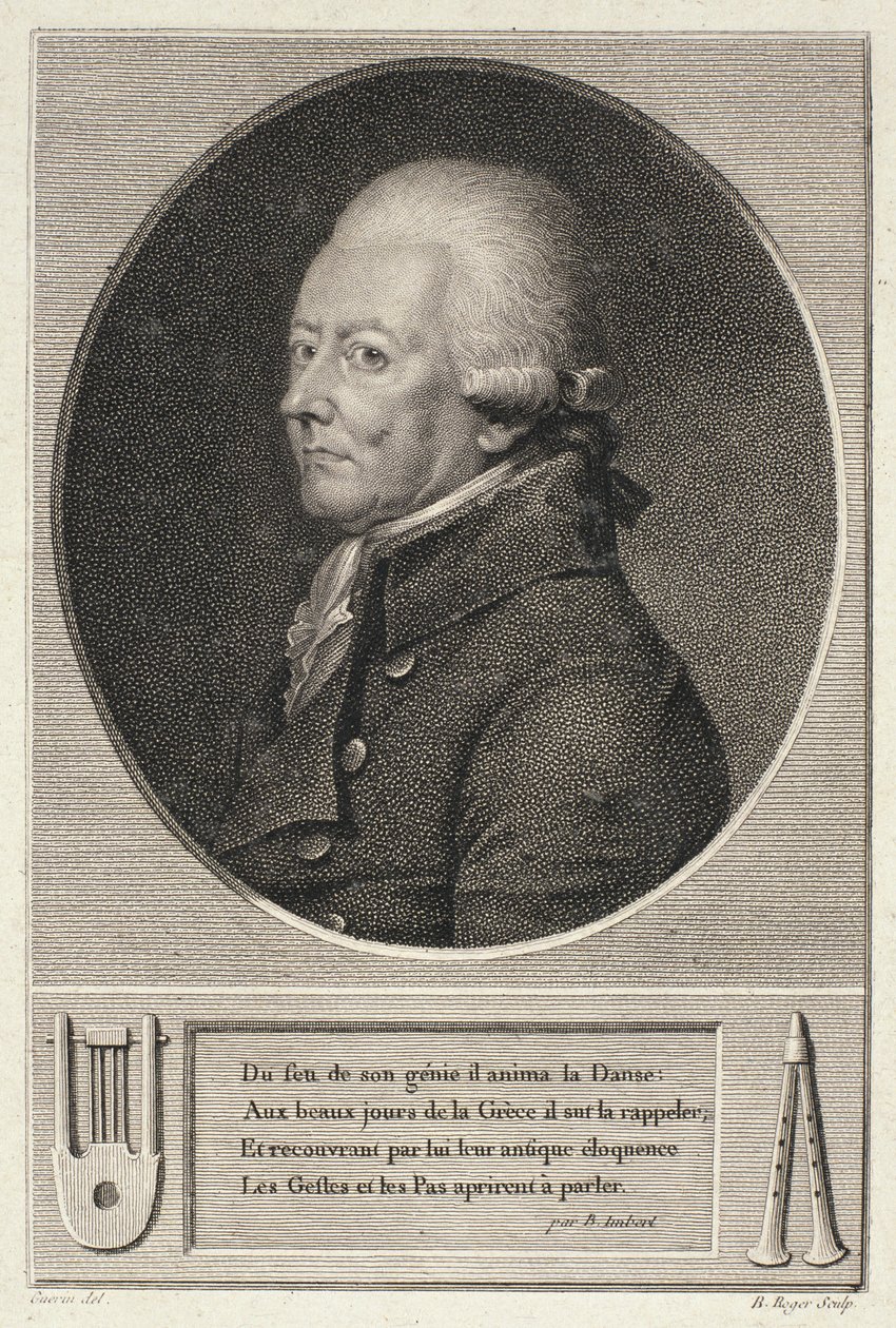Portret van Jean Georges Noverre (1727-1810) gegraveerd door B. Roger door French School