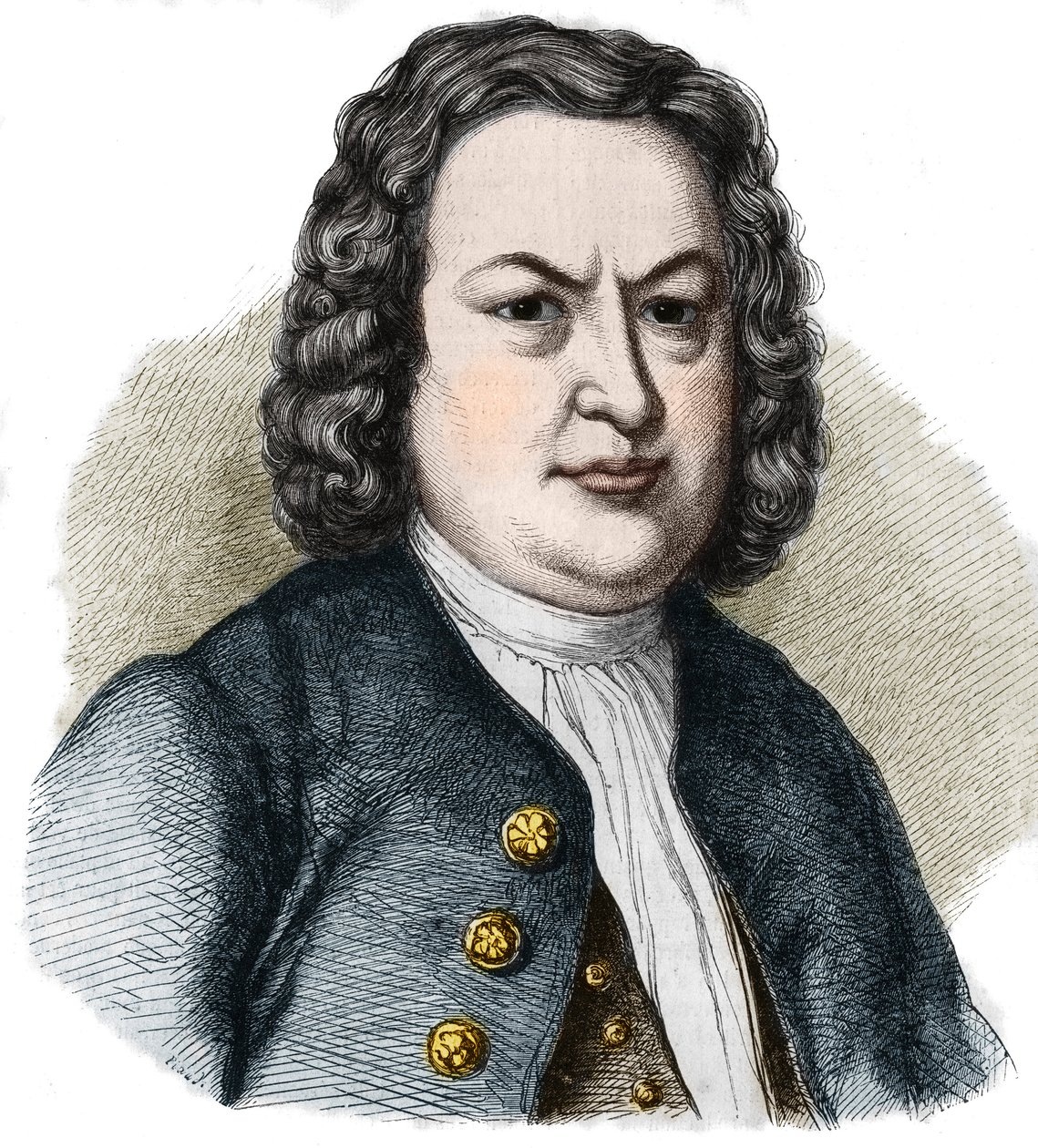 Portret van Johann Sebastian Bach (1685-1750) Duitse componist. Gravure uit 1858. door French School