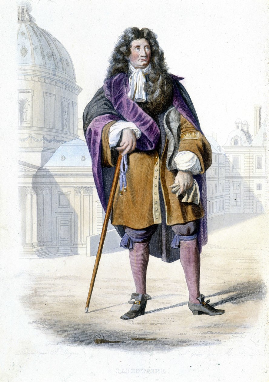 Portret van Jean de La Fontaine, Franse schrijver (1621-1695) - in Ed. Mennechet, "Le Plutarque francais" door French School