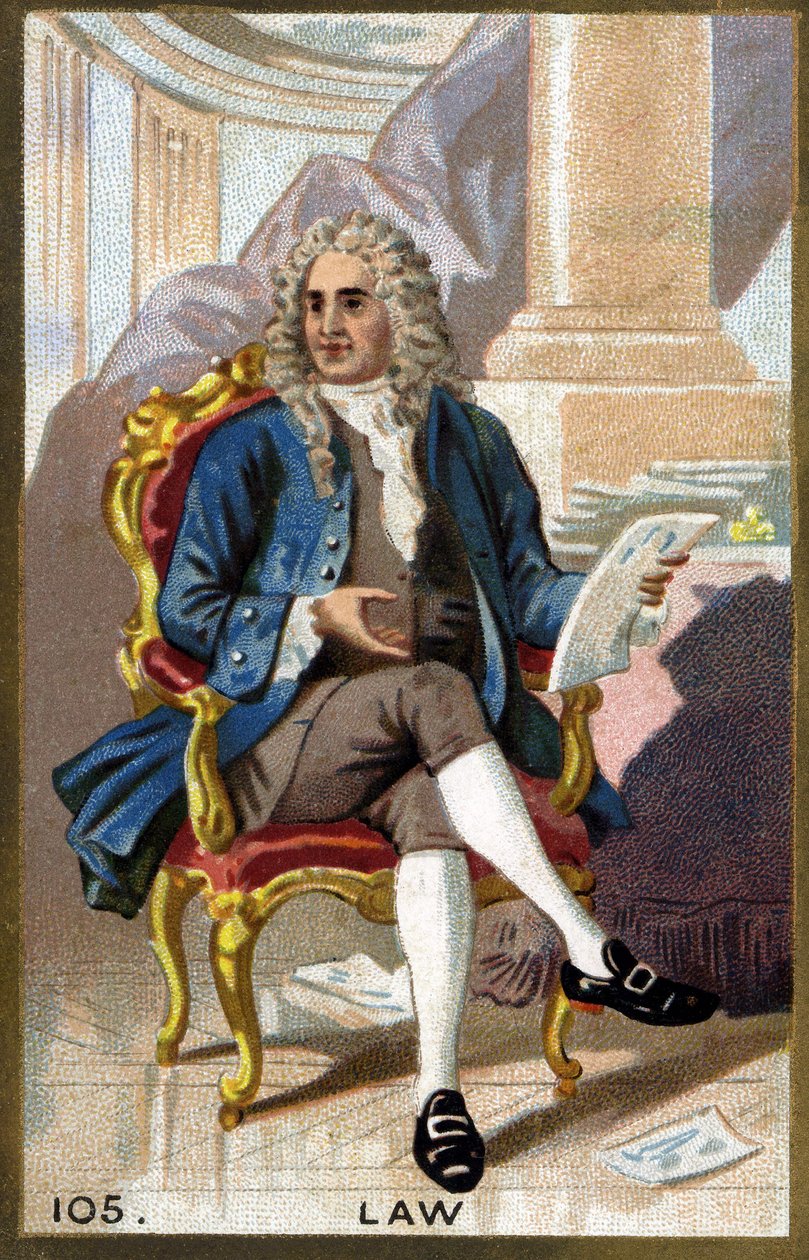 Portret van John Law (1671-1729). Chromolithografie eind 19e eeuw. door French School