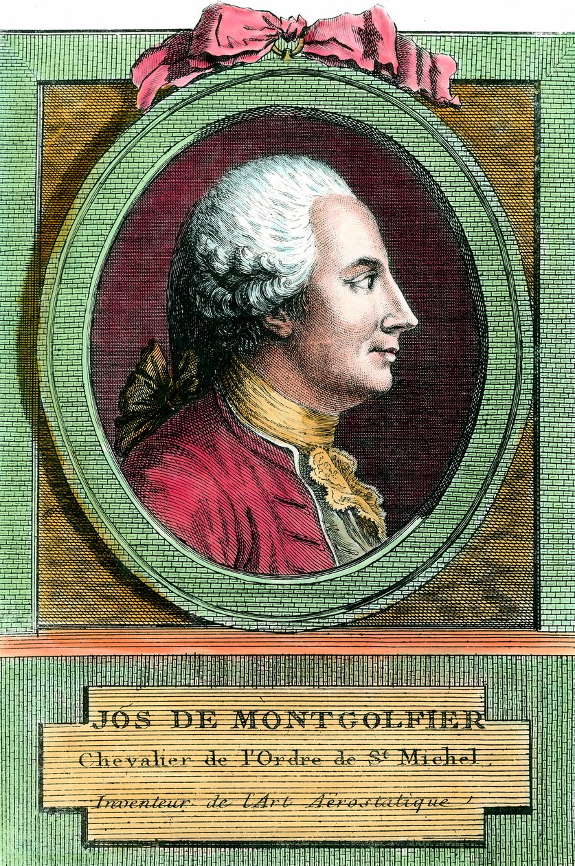 Portret van Joseph de Montgolfier, uitvinder van de heteluchtballon door French School
