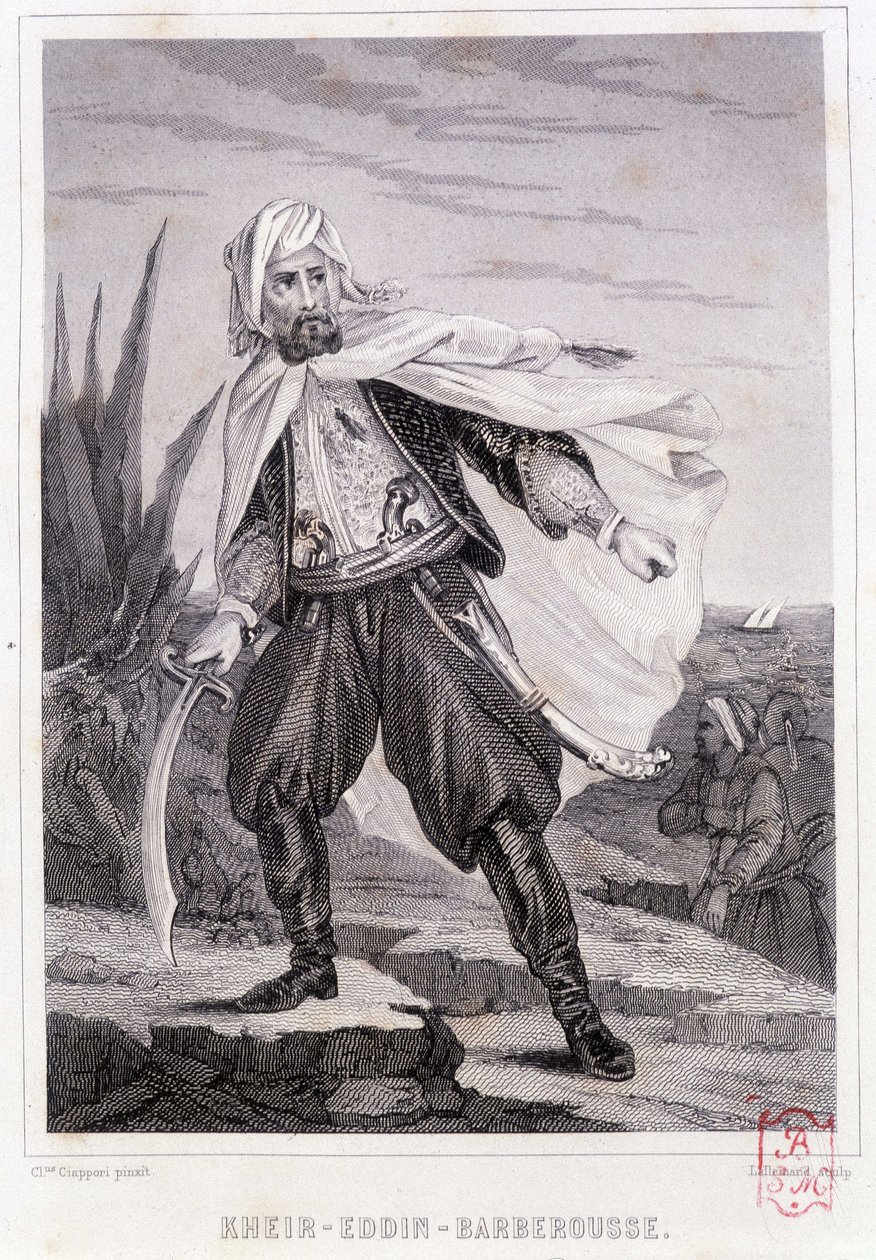 Portret van Kheir - Eddin - Barbarossa, Turkse piraat van de 16e eeuw - in 