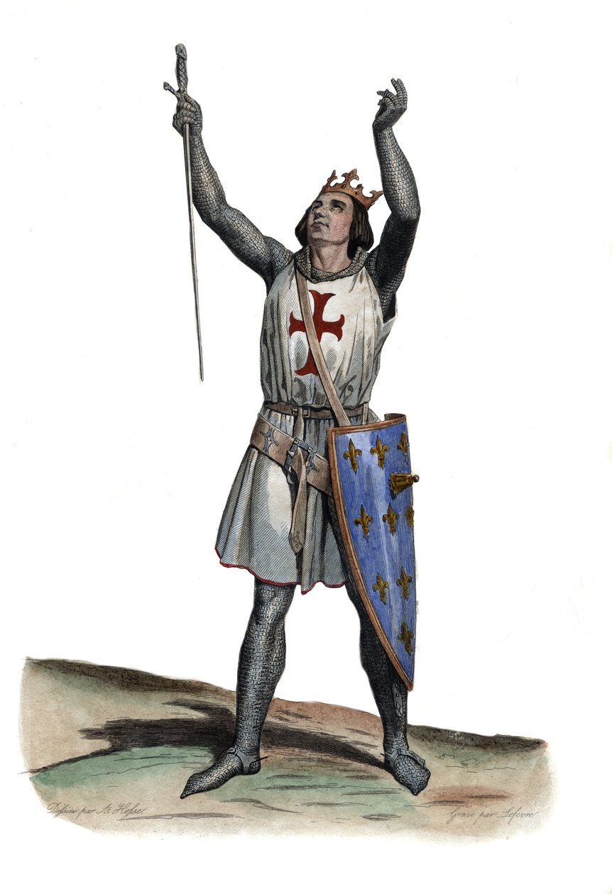 Portret van Lodewijk IX van Frankrijk (Saint Louis) (1214-1270), Koning van Frankrijk. illustratie uit Le Plutarque Français door Edmond Mennechet door French School