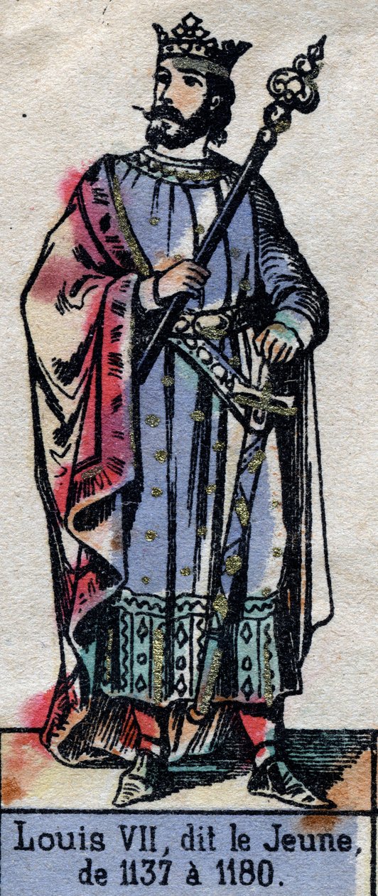 Portret van Lodewijk VII van Frankrijk, bekend als Lodewijk de Jonge (1120-1180) (dynastie van de Capetingen). Illustratie eind 19e eeuw. door French School
