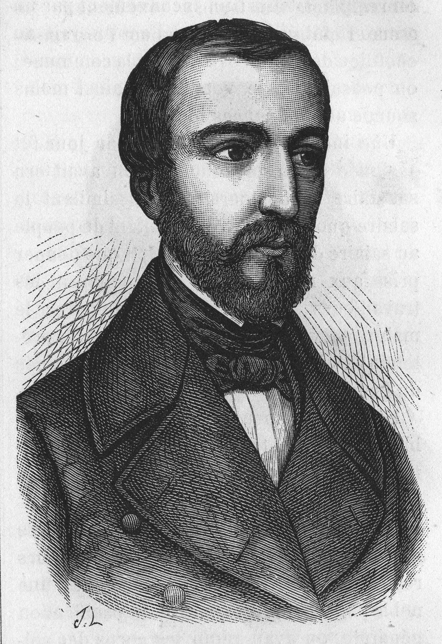 Portret van M. de Falloux, Franse politicus (1811 - 1886). Gravure uit L