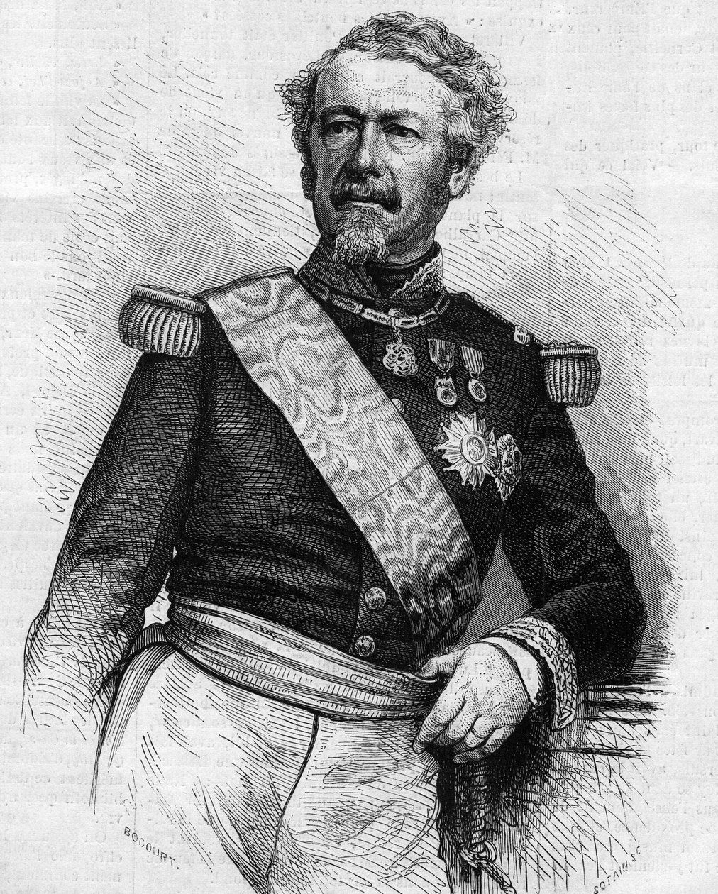 Portret van maarschalk Adolphe Niel (1802-1869), Franse soldaat en politicus. Gravure in 