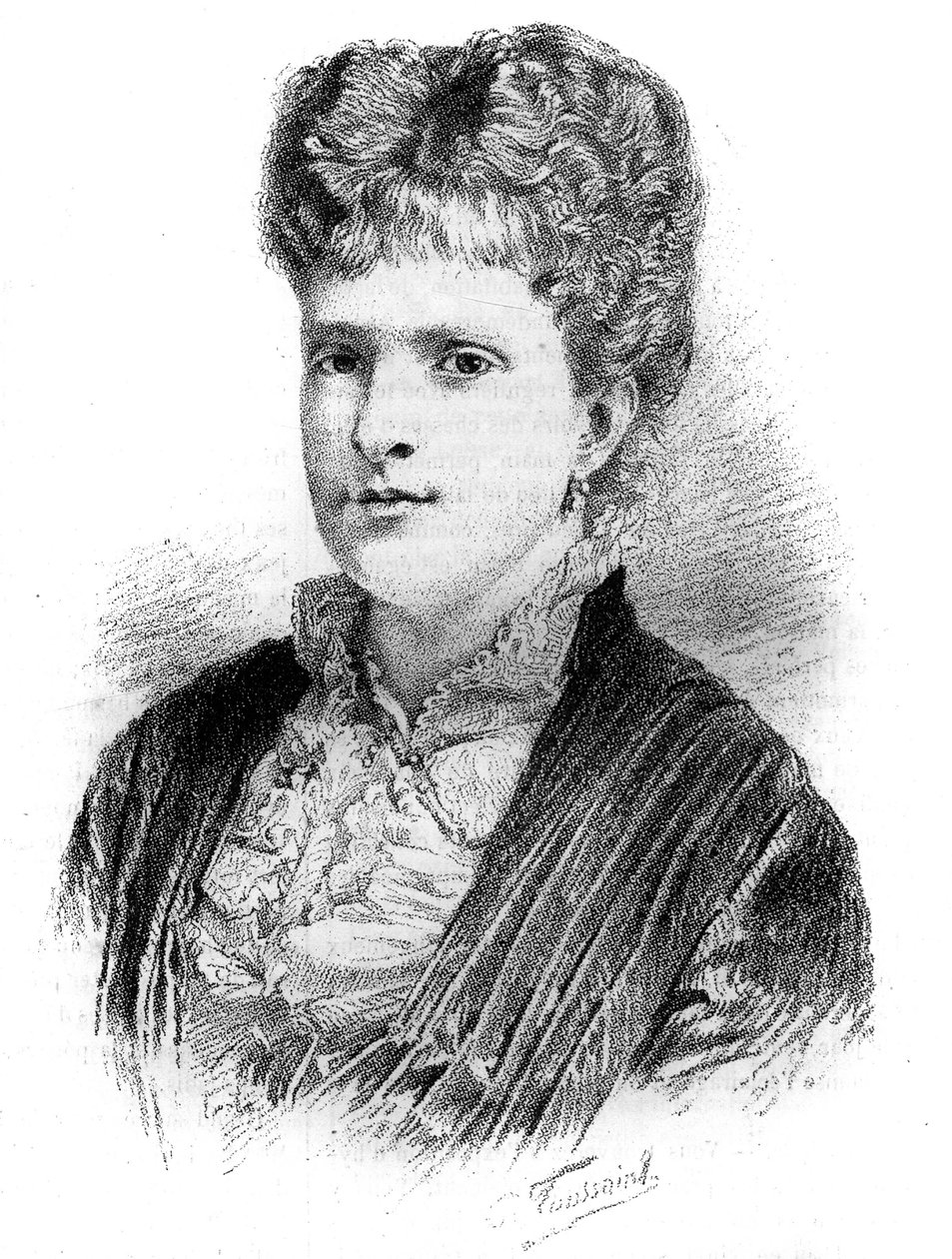 Portret van Maria Pia, koningin van Portugal (1847-1911). Gravure in 