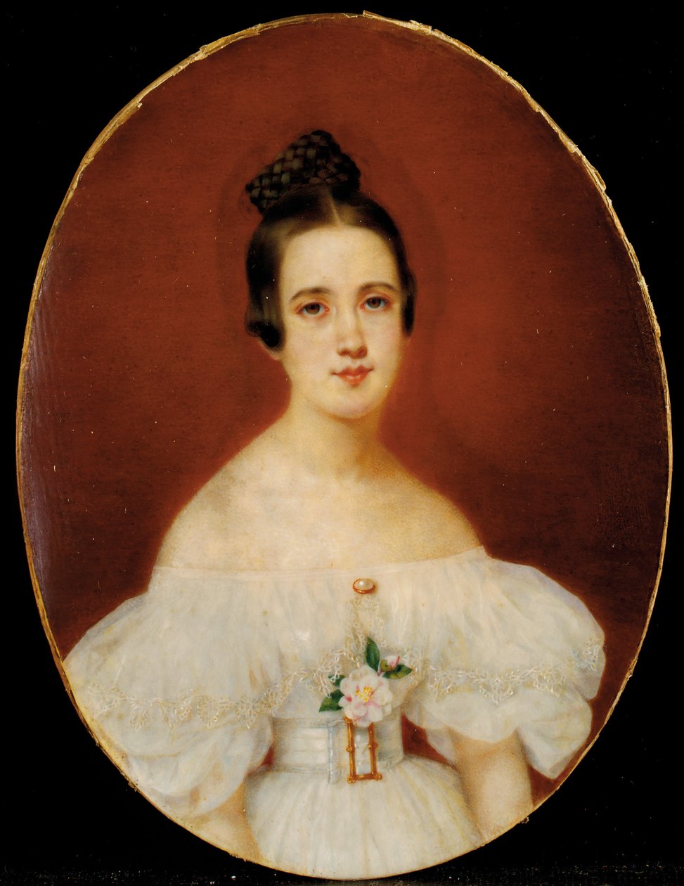 Portret van Marie-Célestine De Gas, moeder van Edgar Degas, c.1832-34 door French School