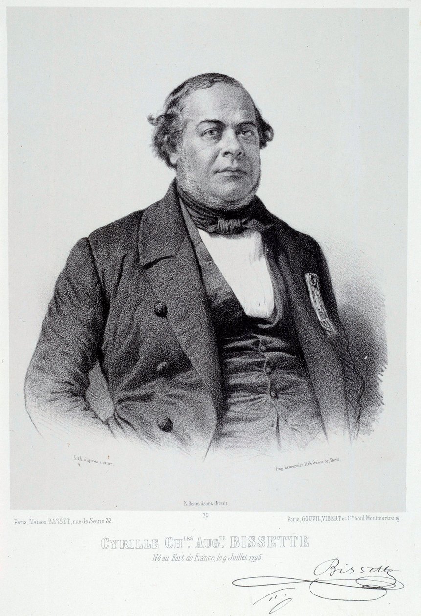 Portret van de Martinikaanse politicus Cyrille Charles Auguste Bissette (1795-1858), een groot voorstander van de afschaffing van slavernij in Frankrijk door French School