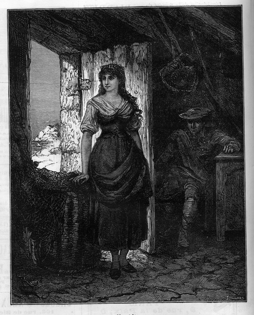 Portret van Mercedes, personage uit de roman "De Graaf van Montecristo" door Alexandre Dumas (1802-1870). Gravure in "Le Monde Illustré", 30 januari door French School