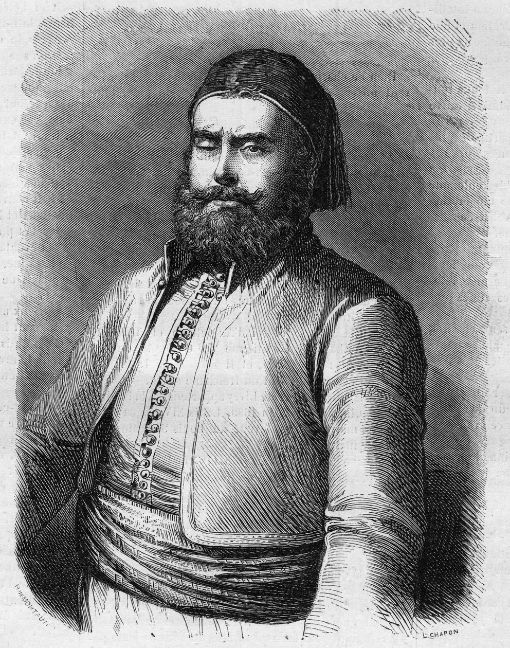 Portret van Mohammed Said, vicekoning van Egypte onder het Ottomaanse Rijk. Gravure in "Le Monde Illustré" nr. 303 van 31 januari door French School