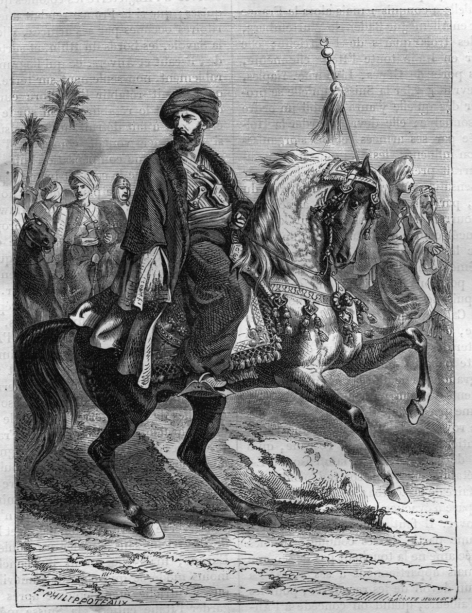 Portret van Mourad Bey (1750-1801), Mamluk-leider - Gravure uit 1865 in "Histoire du Consulate et de l