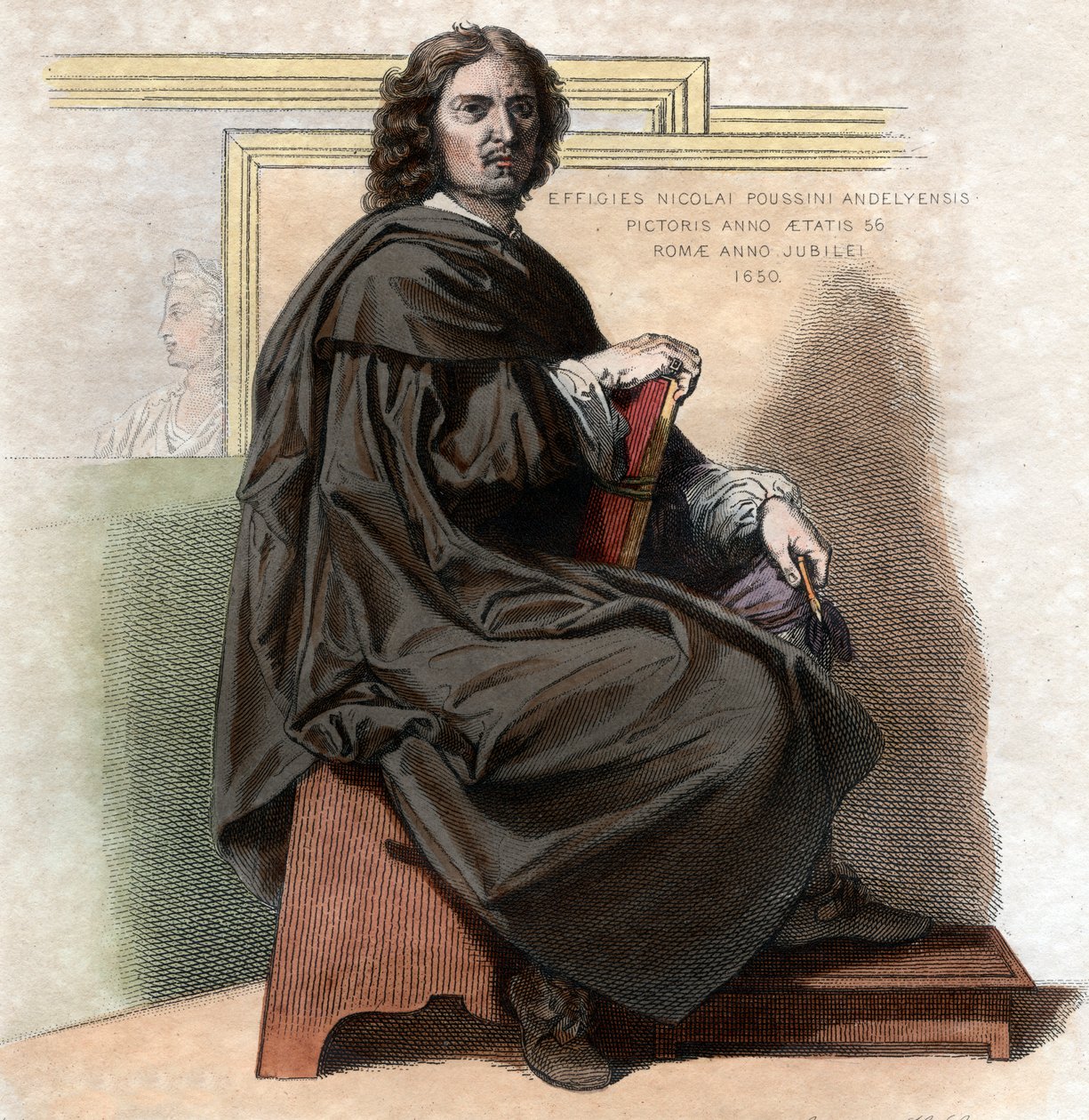 Portret van Nicolas Poussin (1594-1665), Franse schilder. door French School