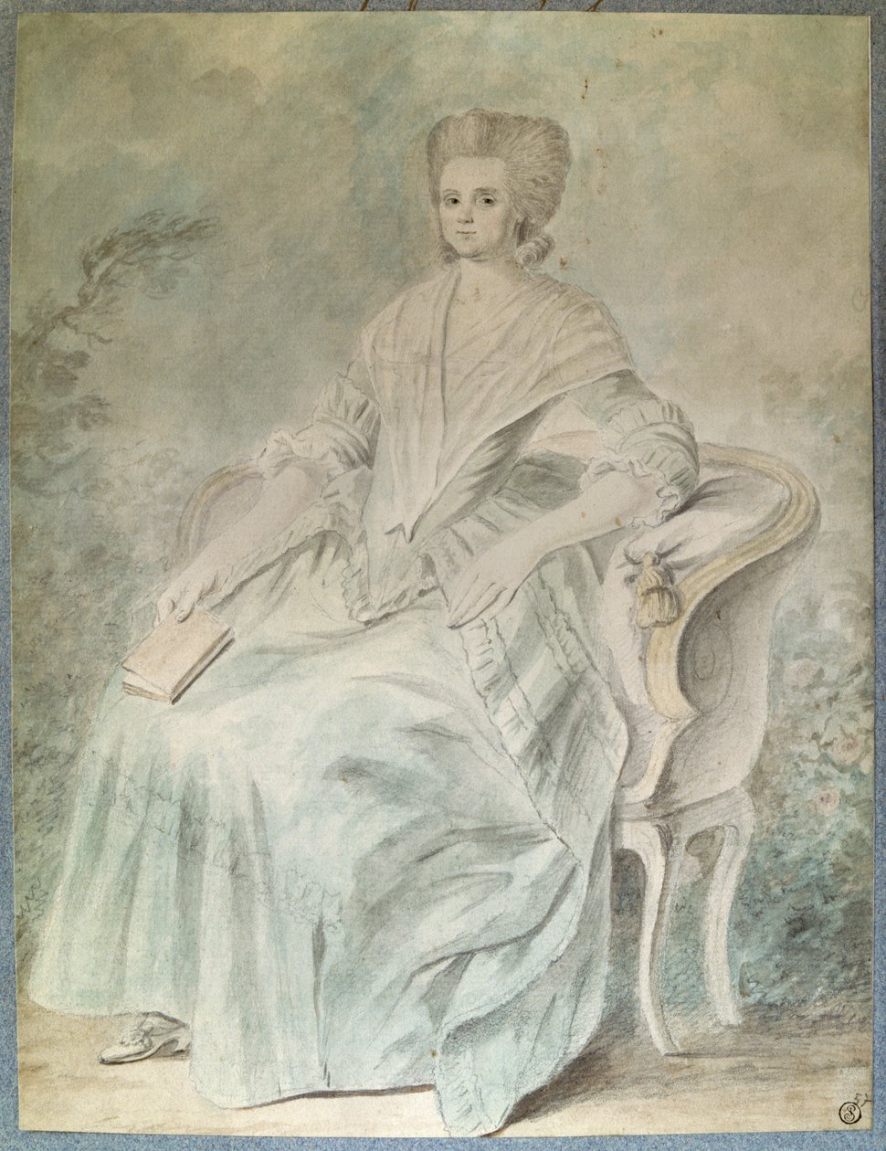 Portret van Olympe de Gouges (weduwe Aubry ook bekend als Marie Gouze) (Madame Aubry) (1748-1793) feministe, politica en schrijfster door French School
