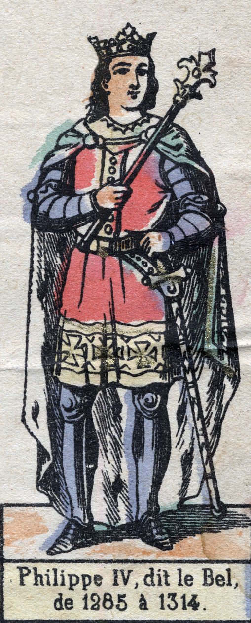 Portret van Filips IV van Frankrijk, bekend als Filips de Schone (1268-1314) (dynastie van de Capetingen). Illustratie eind 19e eeuw. door French School