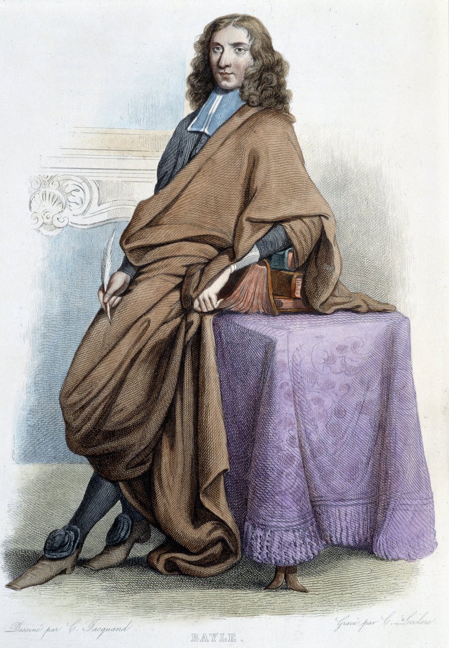 Portret van Pierre Bayle, Franse filosoof en schrijver (1647-1706) - in "Le Plutarque francais", door Mennechet door French School