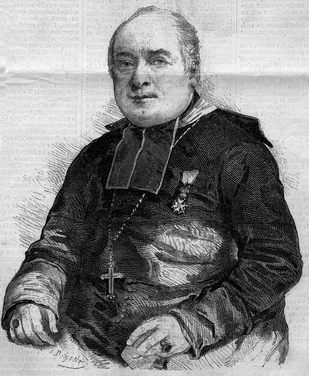 Portret van Pierre Louis Coeur, bisschop van Troyes - gravure in 