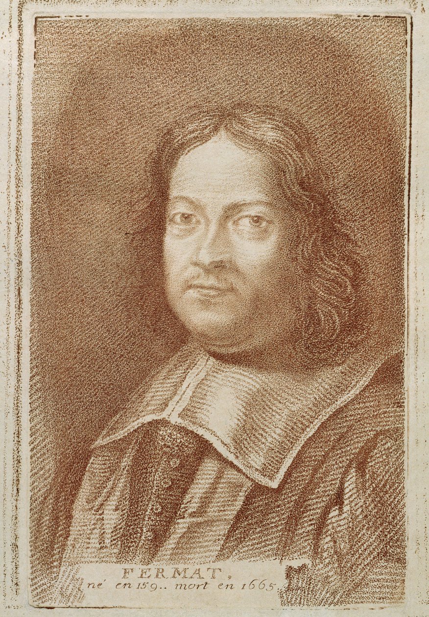 Portret van Pierre de Fermat (1601-1665) uit Histoire des Mathematiciens door Alexandre Saverien, midden 18e eeuw door French School