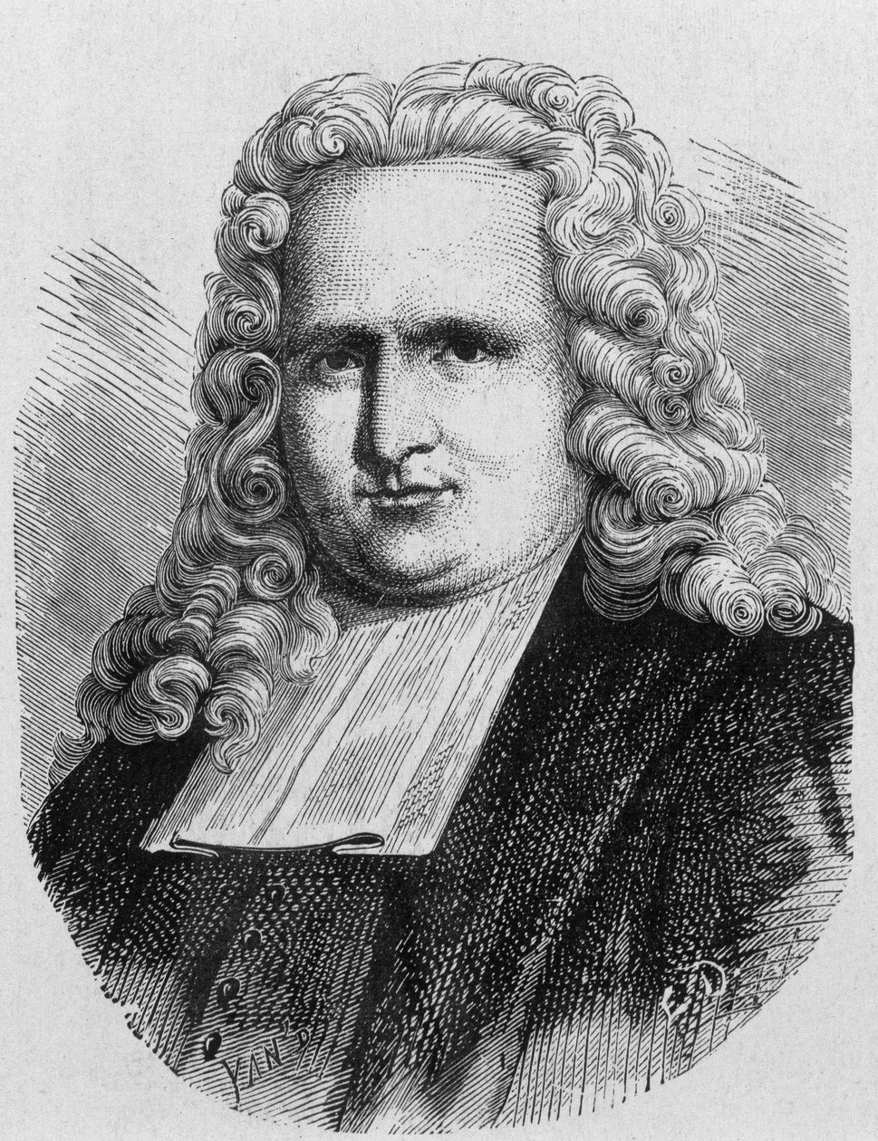 Portret van Pieter van Musschenbroek (1692 - 1761), Nederlandse natuurkundige, uitvinder van de eerste elektrische condensator (Leydenfles) in 1745 - in 