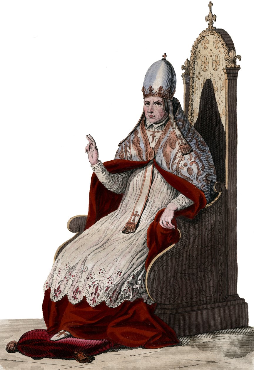 Portret van Paus Sylvester II (of Silvester II) (ca. 938-1003) door French School