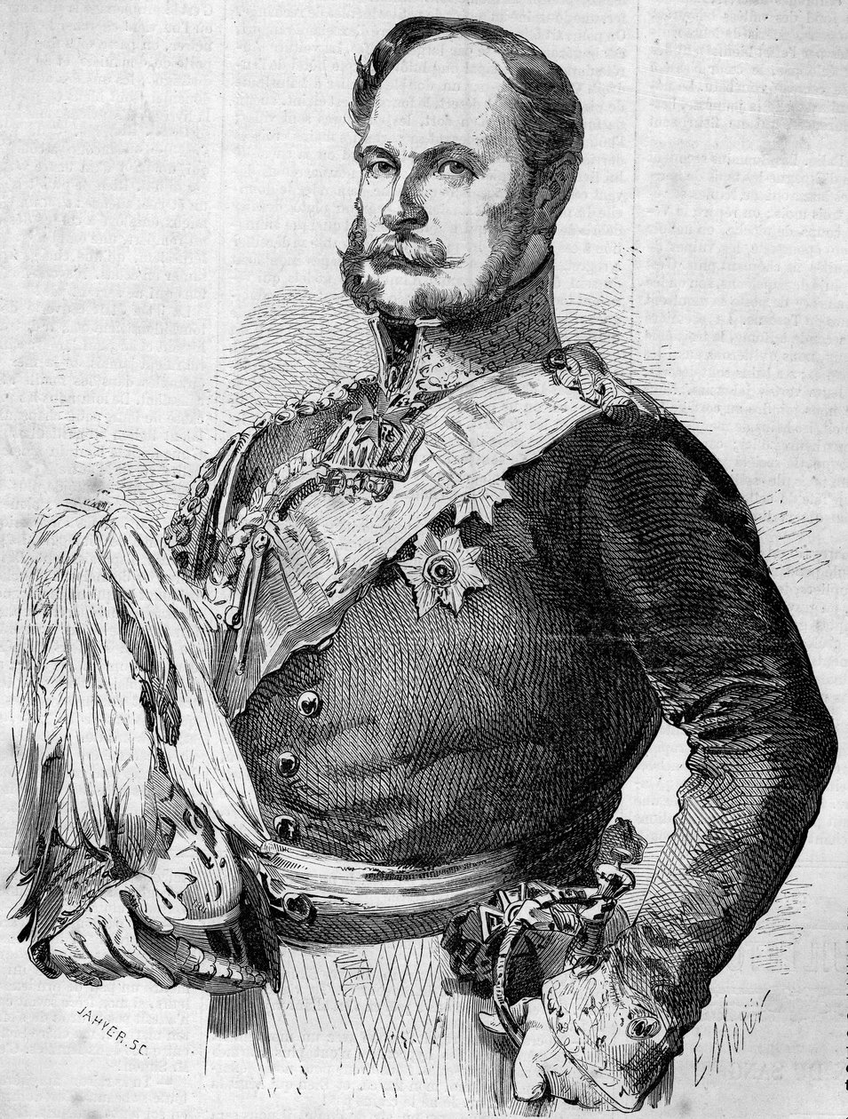 Portret van Prins Frederik Willem Lodewijk (1797-1888), toekomstige Willem I, Koning van Pruisen en Keizer van Duitsland. Gravure in 
