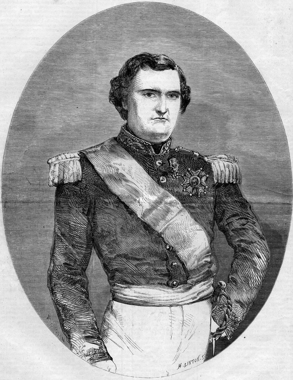 Portret van Prins Napoleon Joseph Charles Paul Bonaparte (1822-1891). Gravure in 