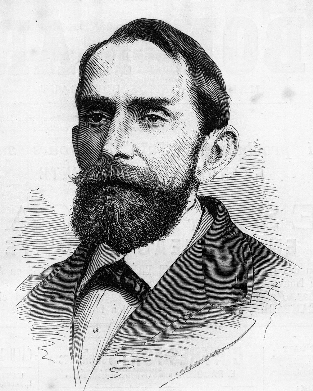 Portret van Rafael Wenceslao Nunez Moledo (1825-1894), President van Colombia. Gravure in 