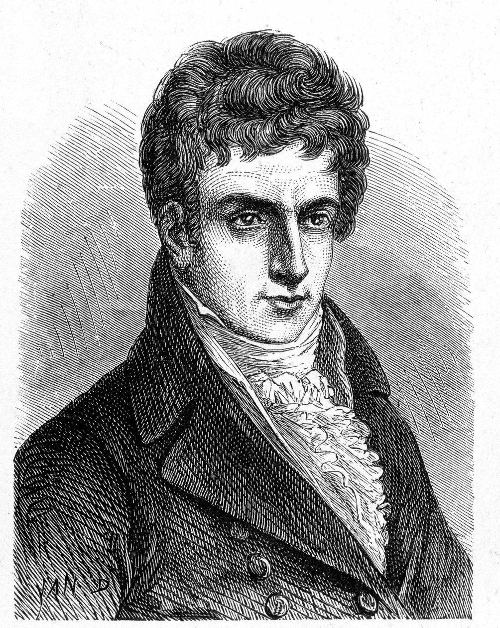 Portret van Robert Fulton (1765 - 1815), Amerikaanse monteur die de eerste schroefonderzeeër bouwde - in Album van Wetenschap; beroemde wetenschappers; Grote ontdekkingen 1896 door French School