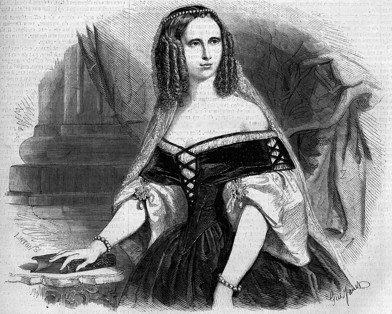 Portret van Sophie van Württemberg (1818-1879), koningin van Nederland. Gravure in 