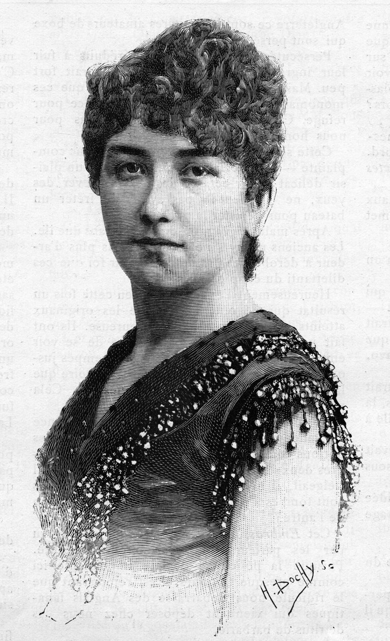 Portret van de Zweedse zangeres Sigrid Arnoldson (1861-1943) in 1887 door French School
