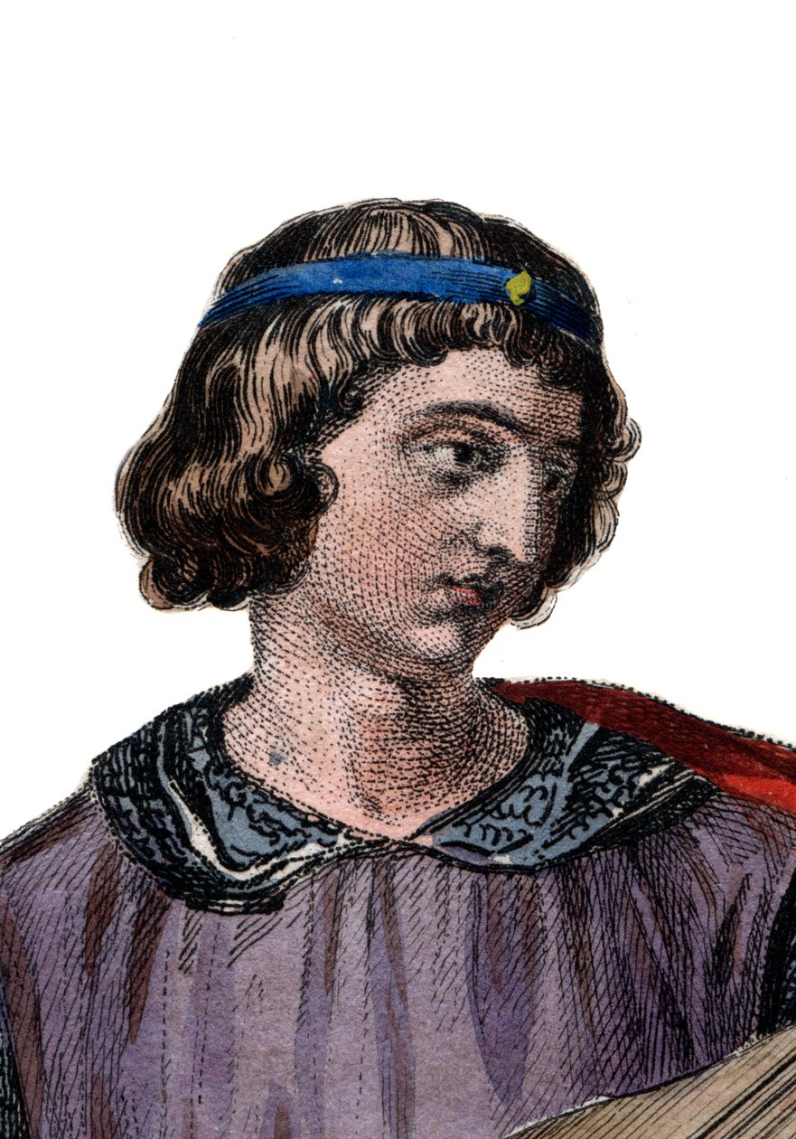 Portret van Theobald I (1201-1253), Graaf van Champagne (als Theobald IV) vanaf geboorte en Koning van Navarra vanaf 1234 door French School