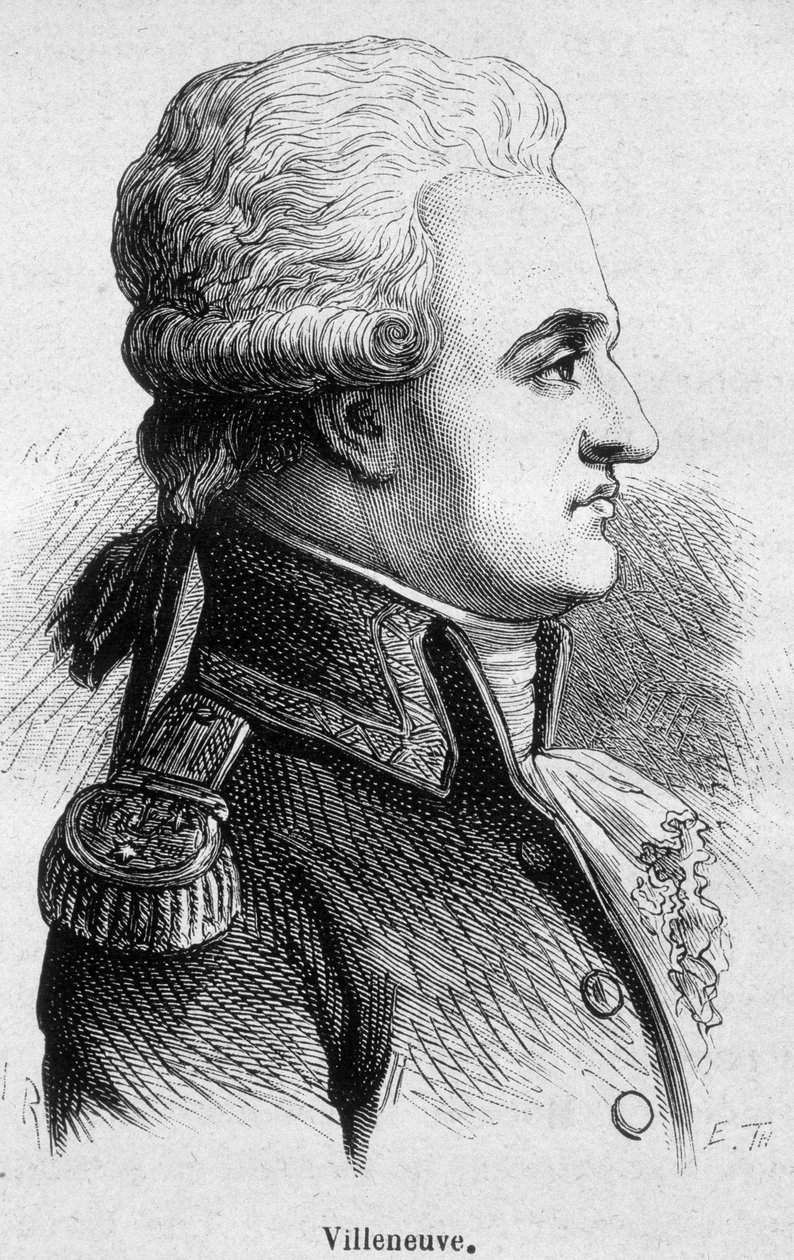 Portret van Villeneuve, Franse admiraal (1763 - 1806), hij begon de slag bij Trafalgar, die een ramp was, en pleegde daarna zelfmoord - in 