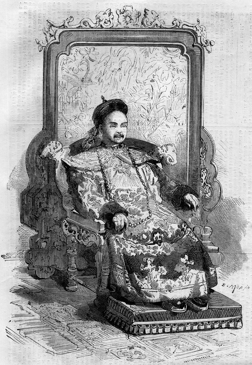 Portret van Xianfeng (1831-1861), Keizer van China van de Qing-dynastie. Gravure in 