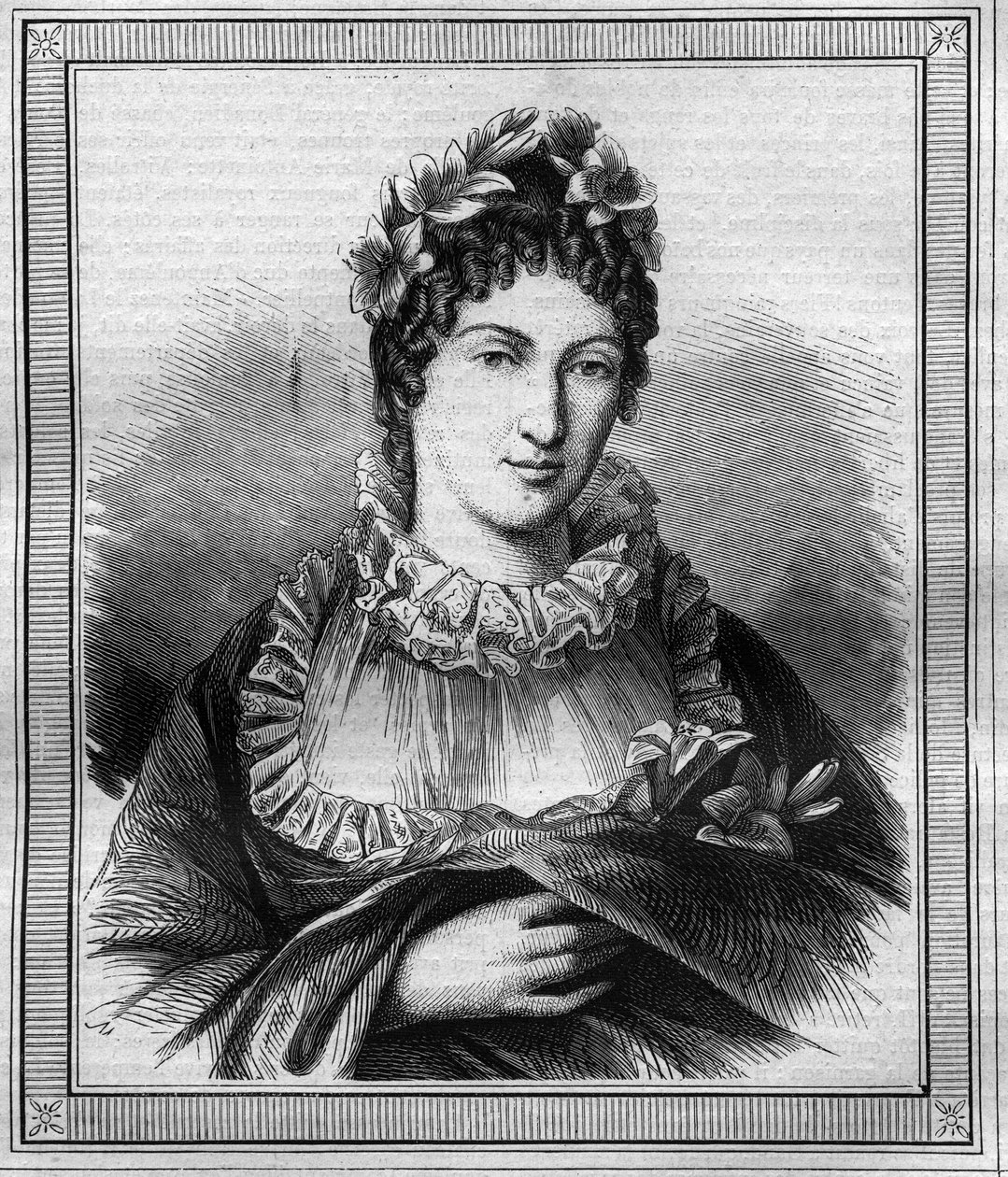 Portret van de hertogin van Angoulême Marie Thérèse Charlotte van Frankrijk, bekend als Madame Royale. Gravure in "Histoire des Papes-Rois-Queen and Empereurs a travers les siècles" door Maurice Lachatre door French School