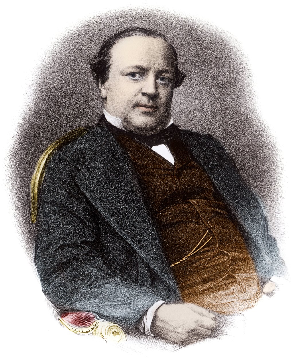 Portret van de Franse advocaat Charles Alexandre Lachaud - gravure uit de 19e eeuw door French School