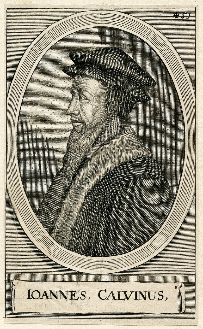 Portret van de Franse theoloog Johannes Calvijn door French School