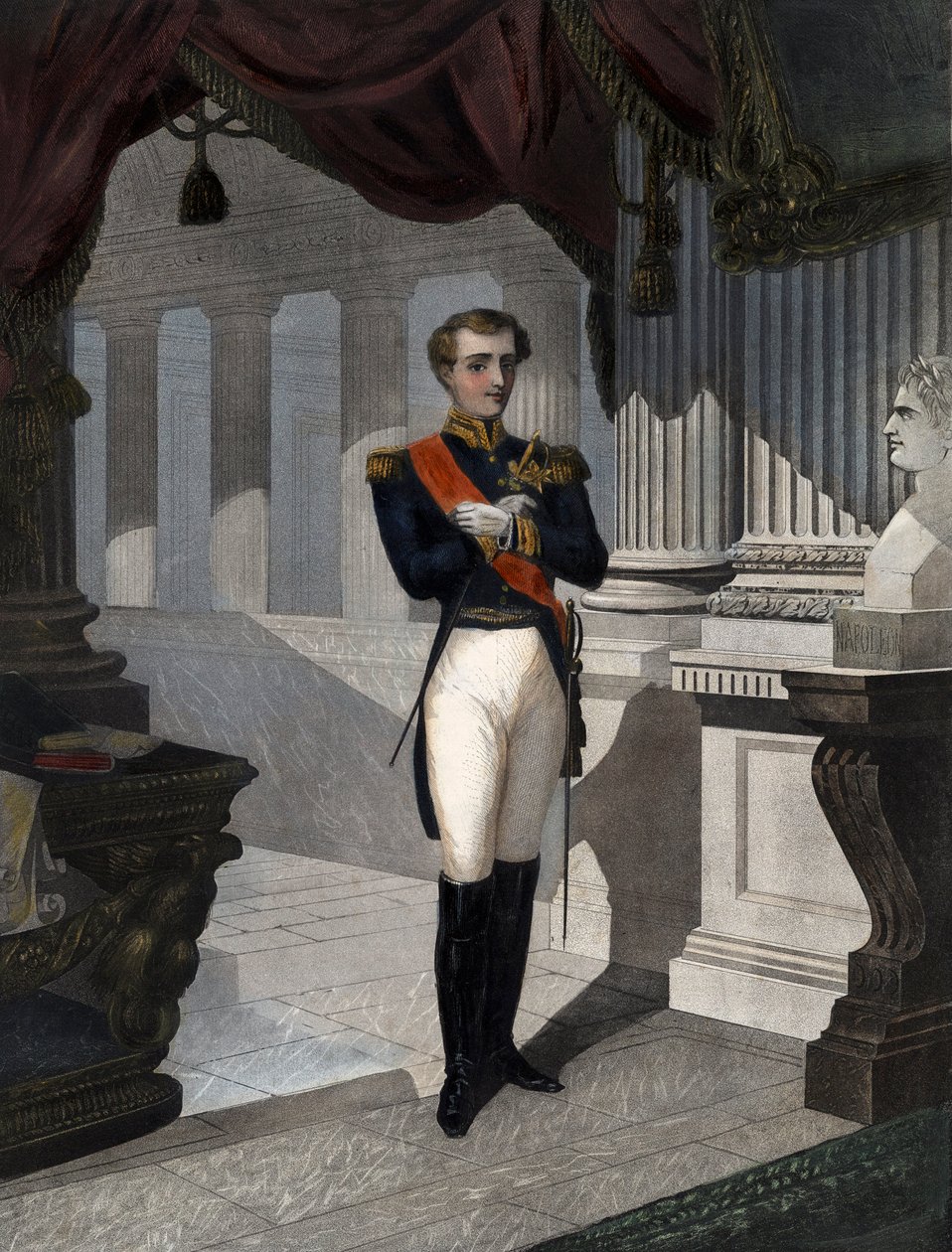 Portret van de Koning van Rome Napoleon II, Hertog van Reichstadt (1811-1832) zoon van Keizer Napoleon I (1769-1821) - Gravure door Pernel door French School