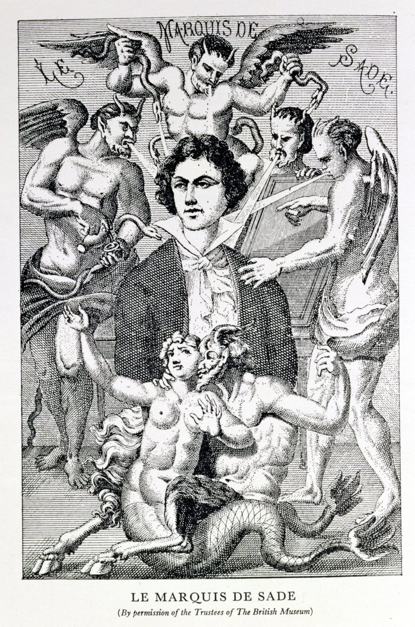 Portret van de Markies de Sade Omringd door Duivels door French School