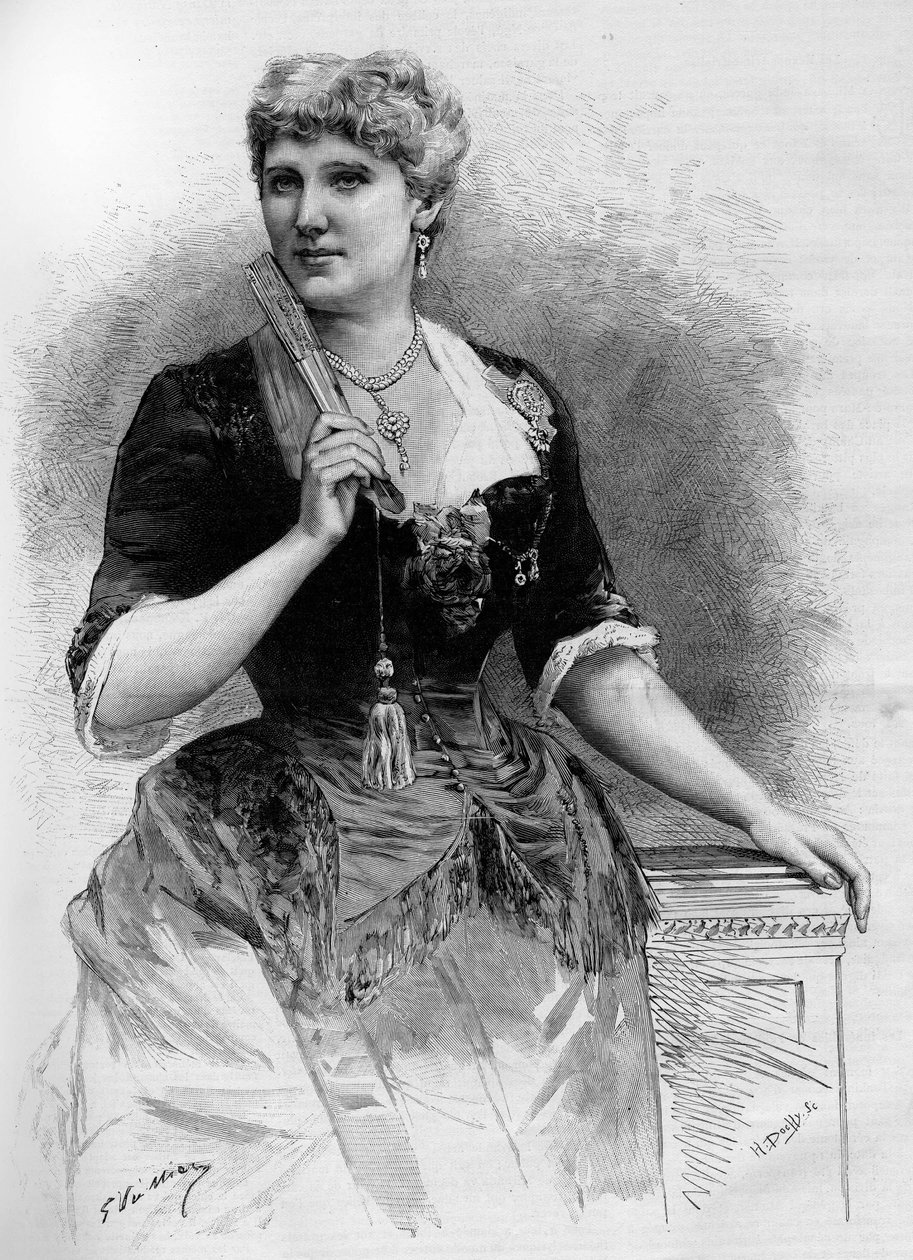 Portret van de Zweedse sopraan Christine Nilsson (1843-1921), in de Illustere Wereld 1887. door French School