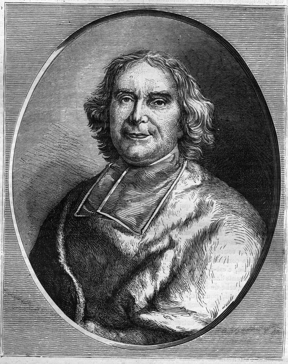 Portret van de kardinaal Andre Hercule de Fleury (1653-1743), kardinaal, premier van Lodewijk XV. Gravure in 