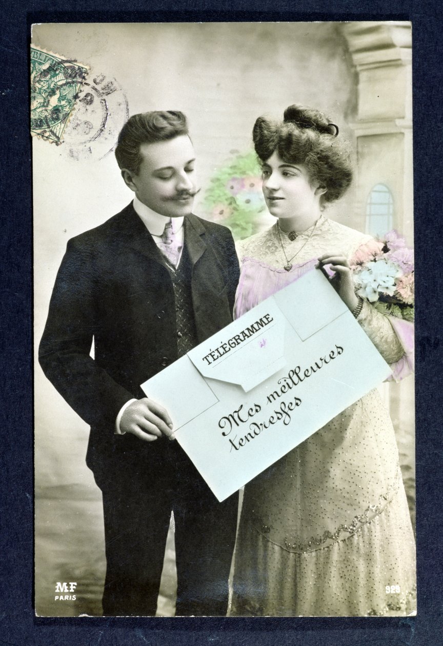 Ansichtkaart telegram verzonden in 1907 door French School